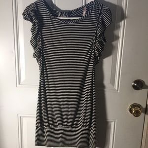 Rue 21 black & white striped sleeveless tee shirt midi dress size Large
